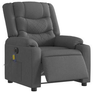vidaXL Electric Massage Recliner Chair Armchair Single Sofa Dark Grey Fabric