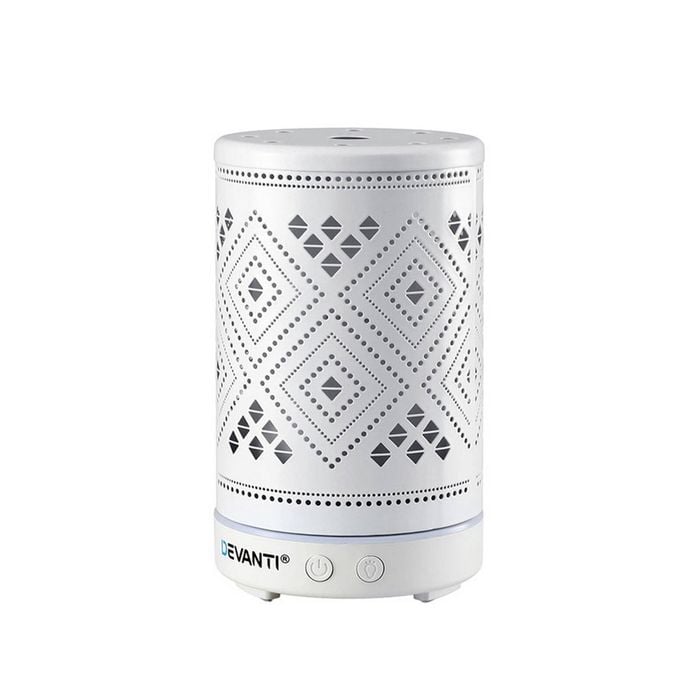 Devanti Ultrasonic Aroma Diffuser Aromatherapy White 100ml LED Lights