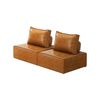 Oikiture 2PC Modular Sofa Adjustable Back PU Leather Brown