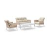 Hugo 2+1+1 Seater Outdoor Aluminium/Rope Lounge Set White With Coffee Table & Cream Rope/Cream Cushions