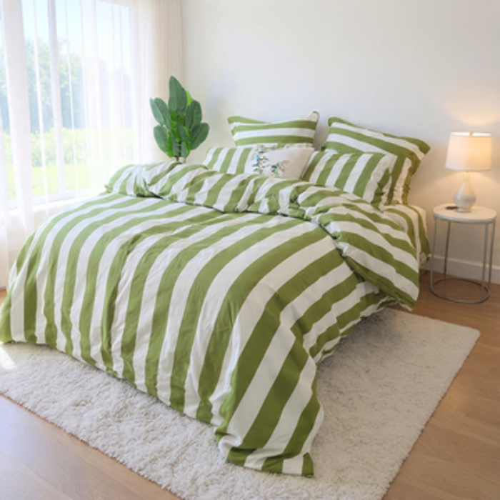 Standard Pillowcase - Premium Double Brushed Microfibre (Olive Strix)