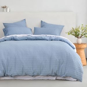 Dreamaker Aubrey Jacquard Quilt Cover Set Cornflower Queen