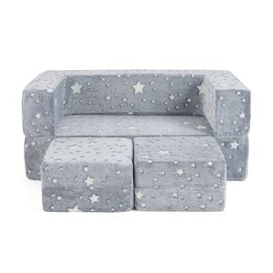 Costway Macaron Color Double Seater Luminous Sofa Grey