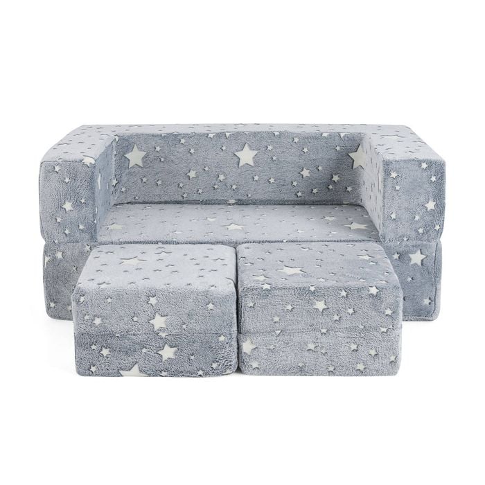 Costway Macaron Color Double Seater Luminous Sofa Grey