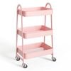 Catzon 3-Tier Rolling Utility Cart Small Metal Organizer