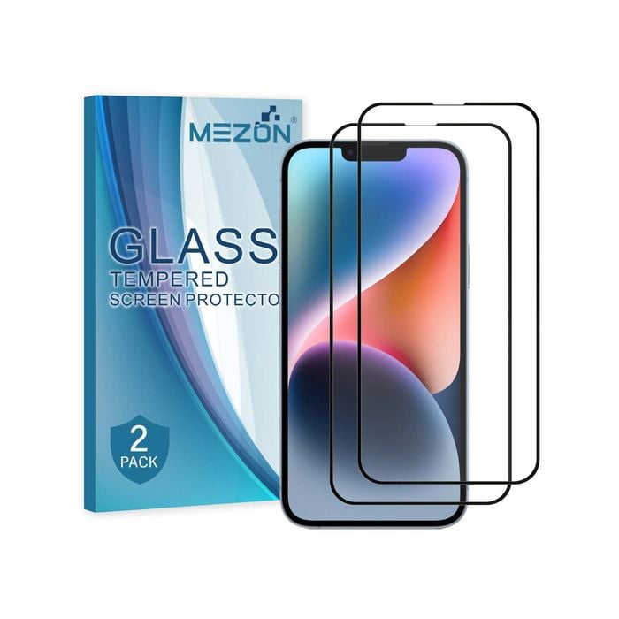 2 Pack MEZON iPhone 14 Plus (6.7") Full Cover Tempered Glass Screen Protectors