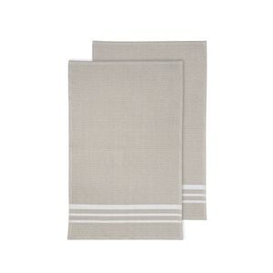 2pc Ladelle Terry 100% Cotton Kitchen Dish Drying Towel Set Reusable Stone