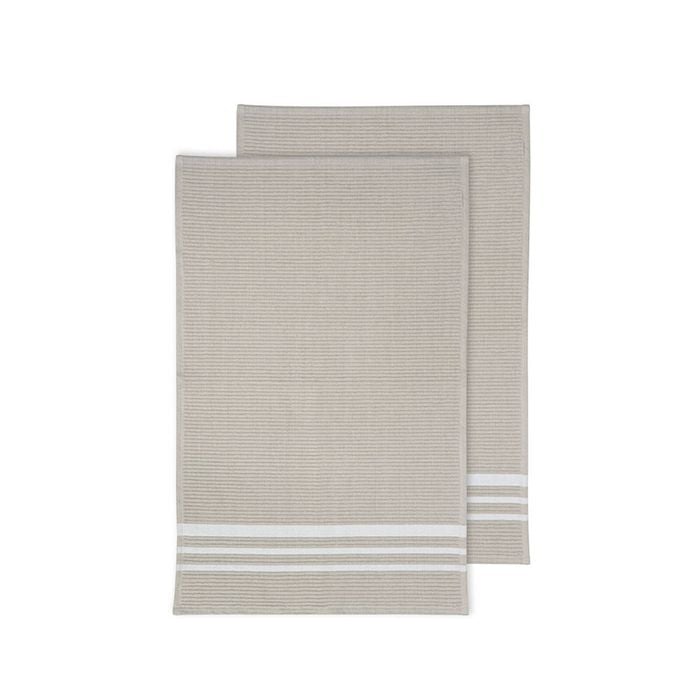 2pc Ladelle Terry 100% Cotton Kitchen Dish Drying Towel Set Reusable Stone