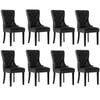 Oikiture 8x Dining Chairs Upholstered French Provincial Tufted PU Leather Black