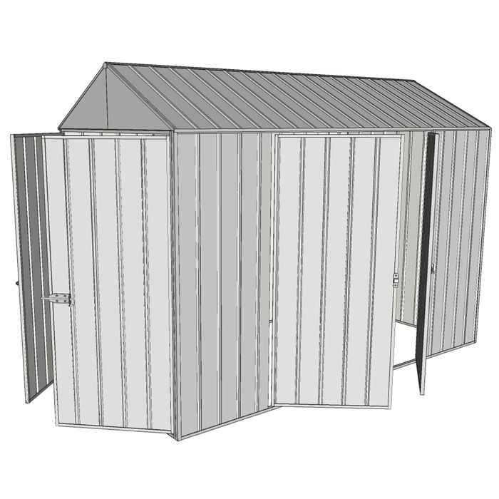 Build-a-Shed 1.5 x 3.0 x 2.3m Double Hinged Side Door Gable Shed - Zinc