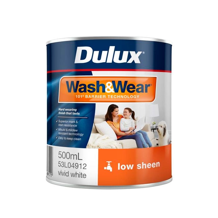 Dulux 500ml Vivid White Low Sheen Wash&Wear Interior Paint