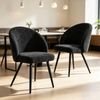 BRIBRION x2 Linen Dining Chairs Black Metal Legs Upholstered Fabric Modern Kitchen Restaurant Black