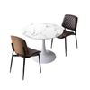 Oikiture Dining Table Set 60cm Round Dining Table and Chairs PU Leather Brown&White
