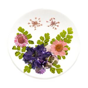 Leni Handcrafted Floral Resin Coaster W/ Real Flowers Clear Assorted 10x10x0.6cm