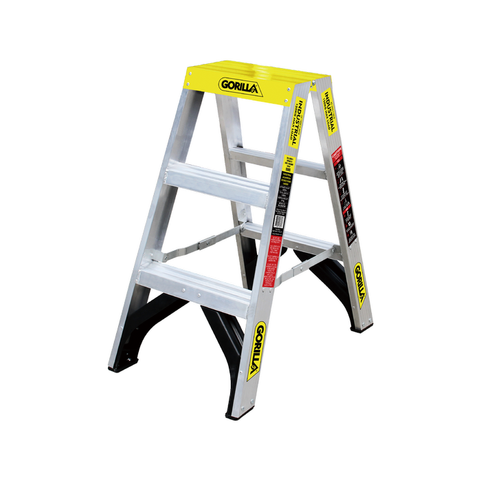 Gorilla 3 Step Aluminium Double Sided Ladder 150kg