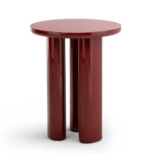 Eliette 39cm Merlot Red Glossy Round Side Table