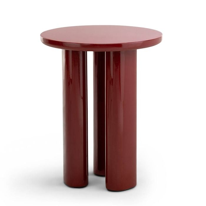 Eliette 39cm Merlot Red Glossy Round Side Table