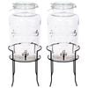 Rink Drink Glass Drinks Dispensers with Tap & Black Stand - 6.5L - Pack of 2