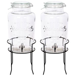 Rink Drink Glass Drinks Dispensers with Tap & Black Stand - 6.5L - Pack of 2