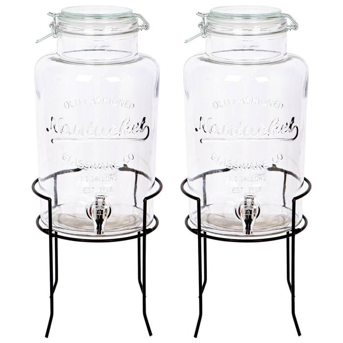Rink Drink Glass Drinks Dispensers with Tap & Black Stand - 6.5L - Pack of 2