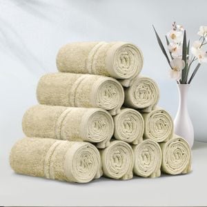 LINENOVA 10 Pack Cotton Face Towels-Stone