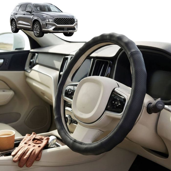 Australian Goose Steering Wheel Cover for Hyundai Santa Fe Hybrid 2019 - 2023 Circle Black