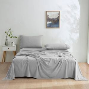 Dreamaker Micro Flannel Sheet Set Super King Bed Silver