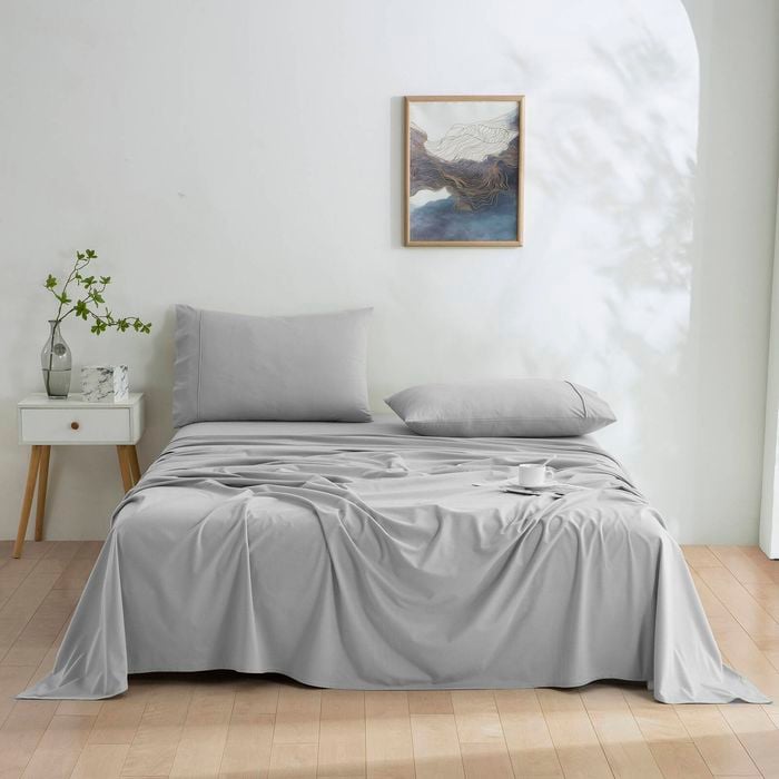Dreamaker Micro Flannel Sheet Set Super King Bed Silver