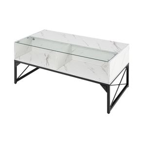 Costway Led Coffee Table Center Table W/remote Control Sofa Side Table White