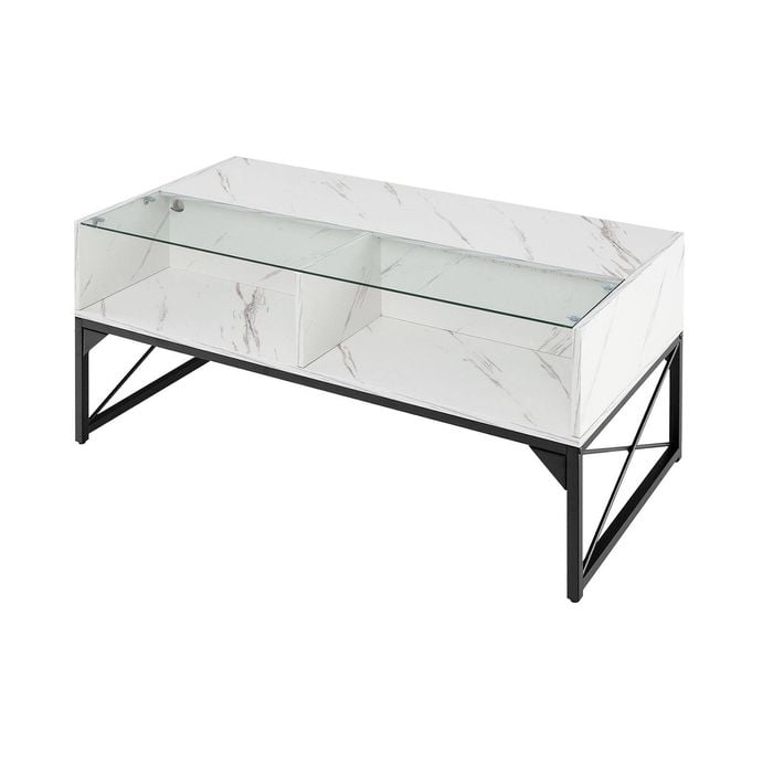 Costway Led Coffee Table Center Table W/remote Control Sofa Side Table White