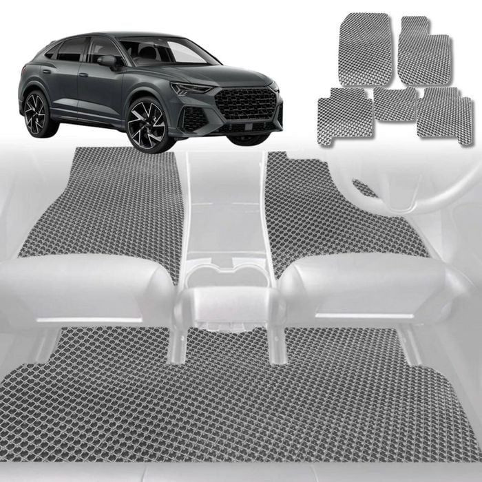 6D Diamond Car Floor Mats for Audi Q3 RSQ3 F32018-Current-Full Set-Grey-Outback GT