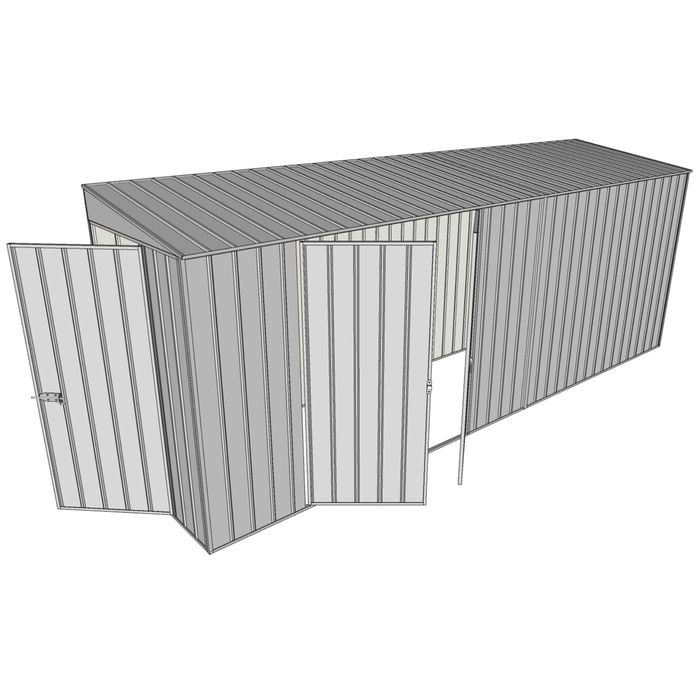 Build-A-Shed 1.2 x 5.2 x 2.0m Skillion Double Hinged Side Doors Shed - Zinc