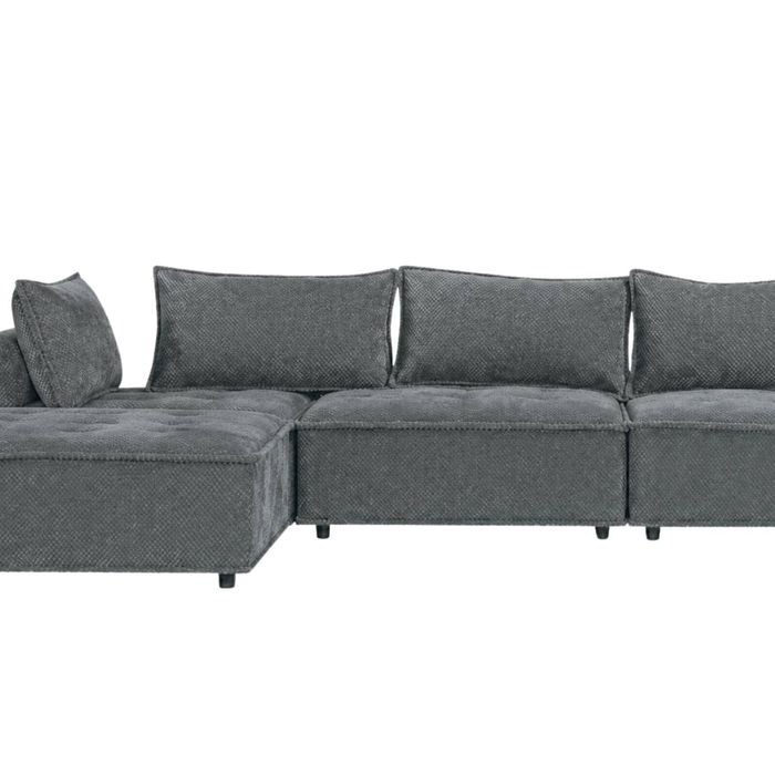 Suellen Sectional Sofa Set Pineapple Velvet - Dark Grey