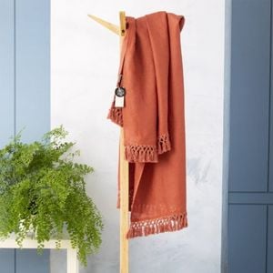 Renee Taylor Cavallo Washed French Linen Paprika Throw
