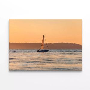 Boat on Seashore View  Print 100% Australian Made 75 x 50cm  (Stretched)