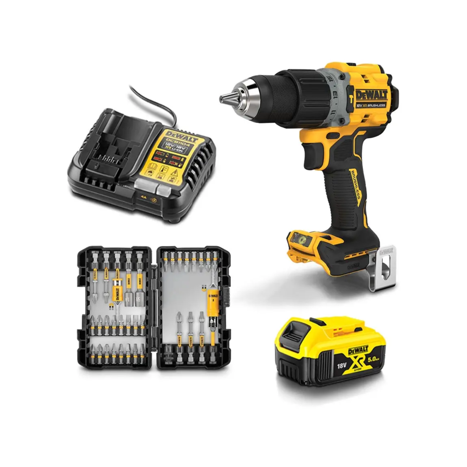 DeWALT 18V Cordless Brushless Hammer Drill 5.0AH Kit