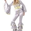 1970s Silver Plus Size Womens Disco Jumpsuit Costume - Xlarge