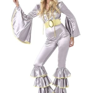 1970s Silver Plus Size Womens Disco Jumpsuit Costume - Xlarge