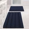 Smarcute 2 Pieces - 50cm x 81cm & 43cm x 61cm Non-Slip Chenille Bath Mat Rug Navy