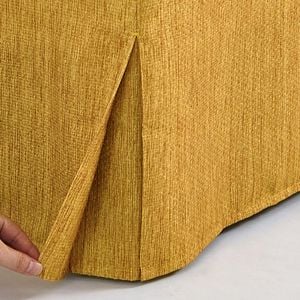 CottonMore Premium Quality Bed Skirt Valance including Cotton Fabric Go Over Bed Base Yellow - Queen