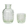 2pc Urban Products Mari Green Glass Vintage Floral Pattern Carafe 19cm