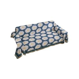CottonMore Slub PolyCotton Knitted Blanket Chrysanthemum Pattern Sofa Bed Leisure Throw Rug 180x230cm