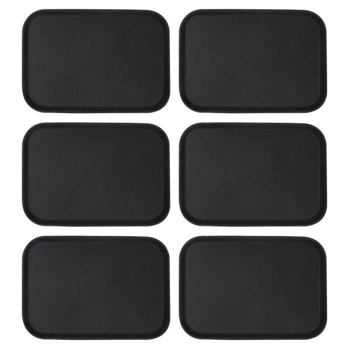 Argon Tableware 6x Rectangular Serving Trays - 66 X 45.5cm - Reusable Non Slip Stackable Rubberized Food Drinks Platter Tray