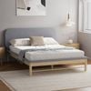 Oikiture Wooden Bed Frame Pine Padded Fabric Edges (Queen)