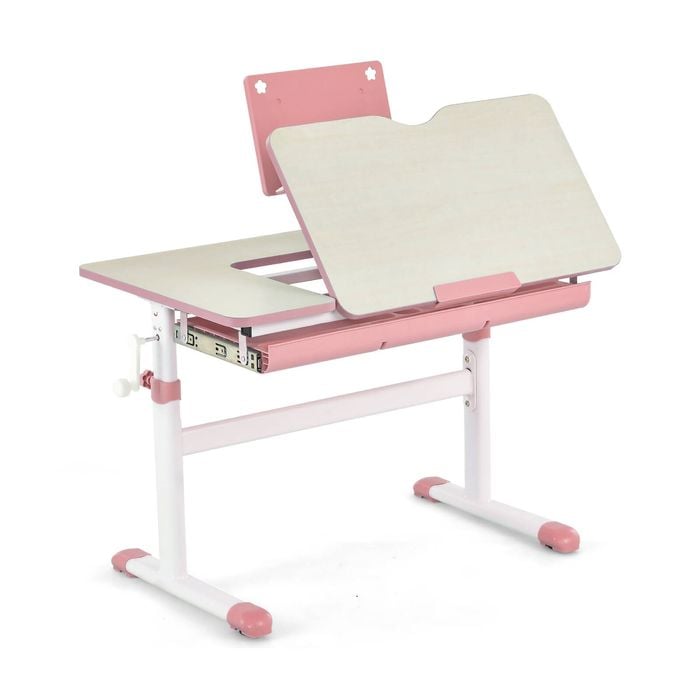 Costway Kid Study Desk Height&angle Adjustable Pink