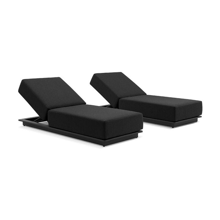 Whitehaven Outdoor Aluminium Single Sun Lounge Set Charcoal & Denim Cushions