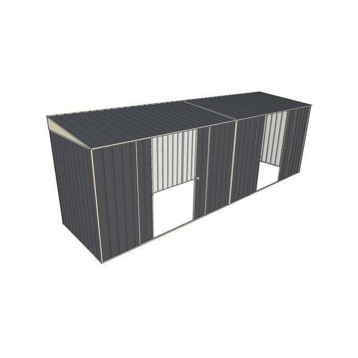Build-a-Shed 1.5 x 6 x 2m Dual Sliding Side Door Skillion Shed - Grey