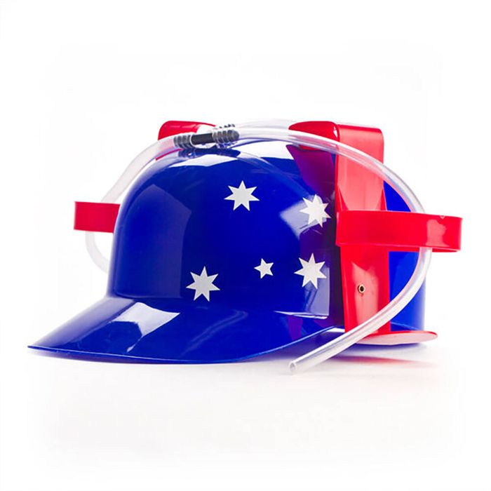 Outback Mates Drinking Hat Beer Helmet Drink Dispenser Aussie 31x27cm Blue