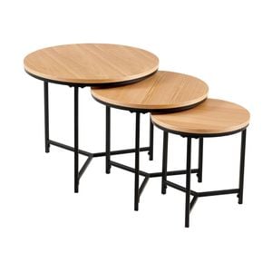 Cooper Set Of 3 Nesting Round Coffee Tables Oak