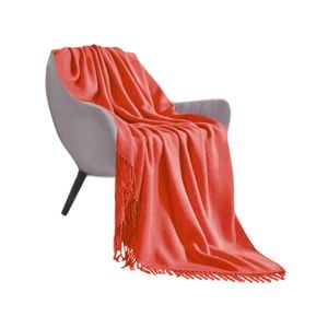 SOGA Orange Acrylic Knitted Throw Blanket